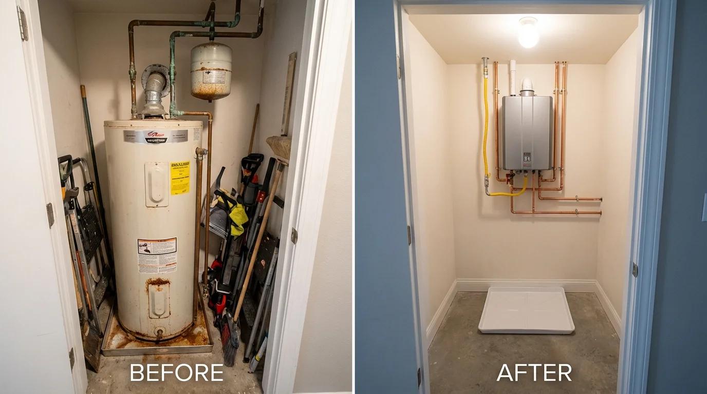 Tank water heater versus wall-mounted tankless unit comparison for Lamar, MO homeowners